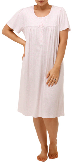 SH/SLV FLORAL NIGHTIE - PINK FLORAL