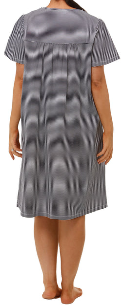 SH/SLV STRIPE NIGHTIE - NAVY STRIPE