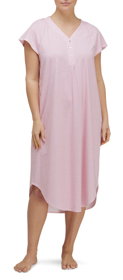 FINE STRIPE NIGHTY - WHITE/PINK