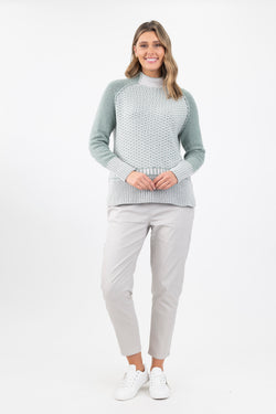 HIGH NECK JUMPER  - SAGE