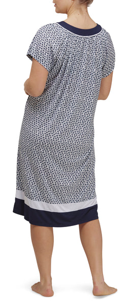 PALM LEAF PRINT NIGHTY - WHITE/NAVY