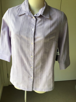 SELF STRIPE 3/4 SLEEVE BLOUSE - MAUVE