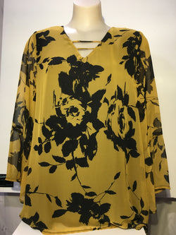 V NECK BLOUSE  - MUSTARD