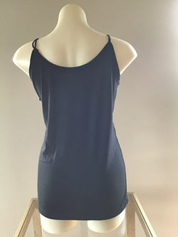 MERINO WOOL CAMI FINE ELASTIC STRAP - BLACK