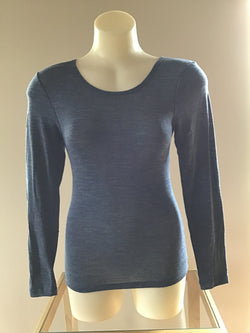 WOOL BLEND LONG SLEEVE SPENCER - DENIM