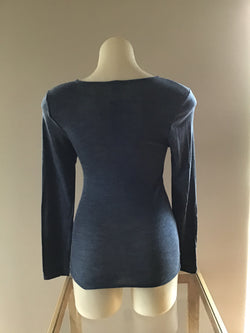 WOOL BLEND LONG SLEEVE SPENCER - DENIM