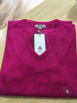 TUBULAR V NECK PULLOVER  - FUSCHIA