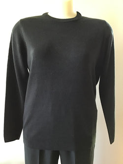 CREW NECK ACRYLIC JUMPER - BLACK
