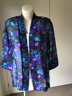 CHIFFON EDGE TO EDGE JACKET - NAVY