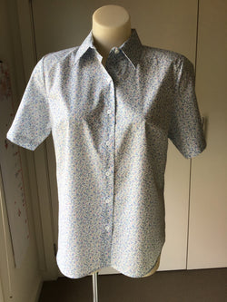 100% COTTON SH/SLEEVE SHIRT - BLUE FLORAL
