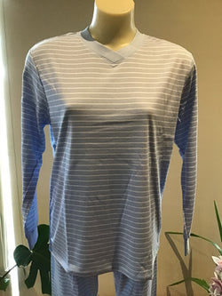 STRIPE SKI PYJAMA - MID BLUE