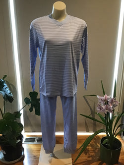 STRIPE SKI PYJAMA - MID BLUE