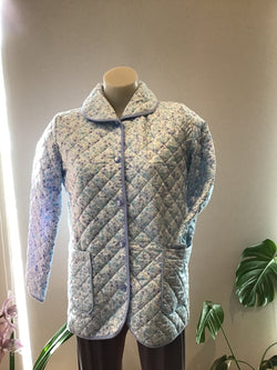 QUILTED BED JACKET - BLUE FLORAL