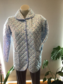 QUILTED BED JACKET - BLUE FLORAL