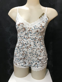 PARISIENNE PRINT CAMI - CREAM/NAVY