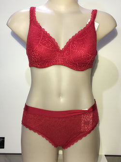 BARELY THERE LACE BRA - RED